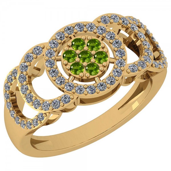 Certified 0.47 Ctw Peridot And Diamond SI2/I1 14K ...