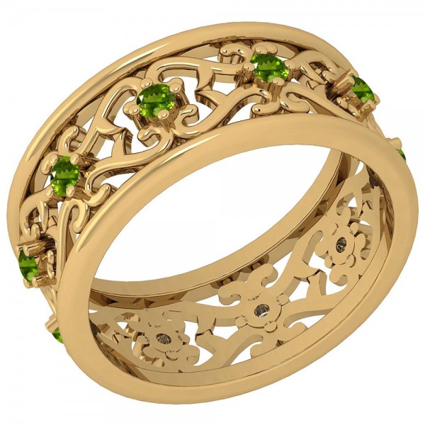 Certified 0.35 Ctw Peridot Filigree Style Ring 14K...