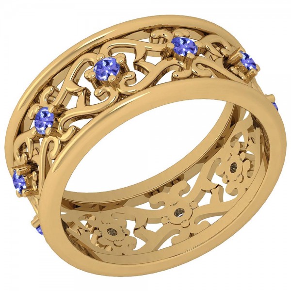 Certified 0.35 Ctw Tanzanite Filigree Style Ring 1...