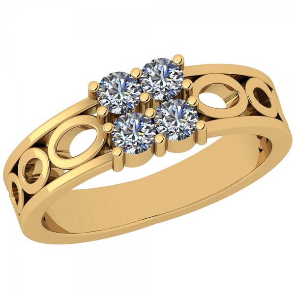 Certified 0.40 Ctw Diamond I1/I2 14K Gold Filigree Style Rings