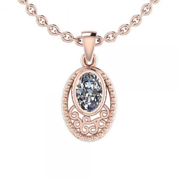 Certified 0.75 Ctw Diamond I1/I2 Filigree Style 14K Gold Necklace